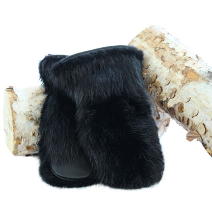 Mitaines en fourrure de castor noir modèle de luxe