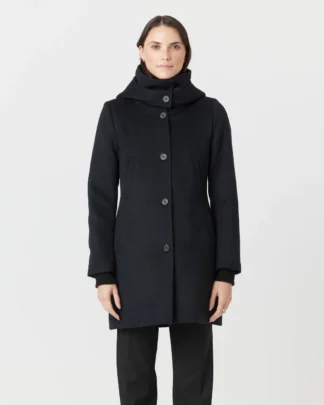 Desloups manteau d'hiver pour femme classique ajusté avec fermoir en 100% laine doublé