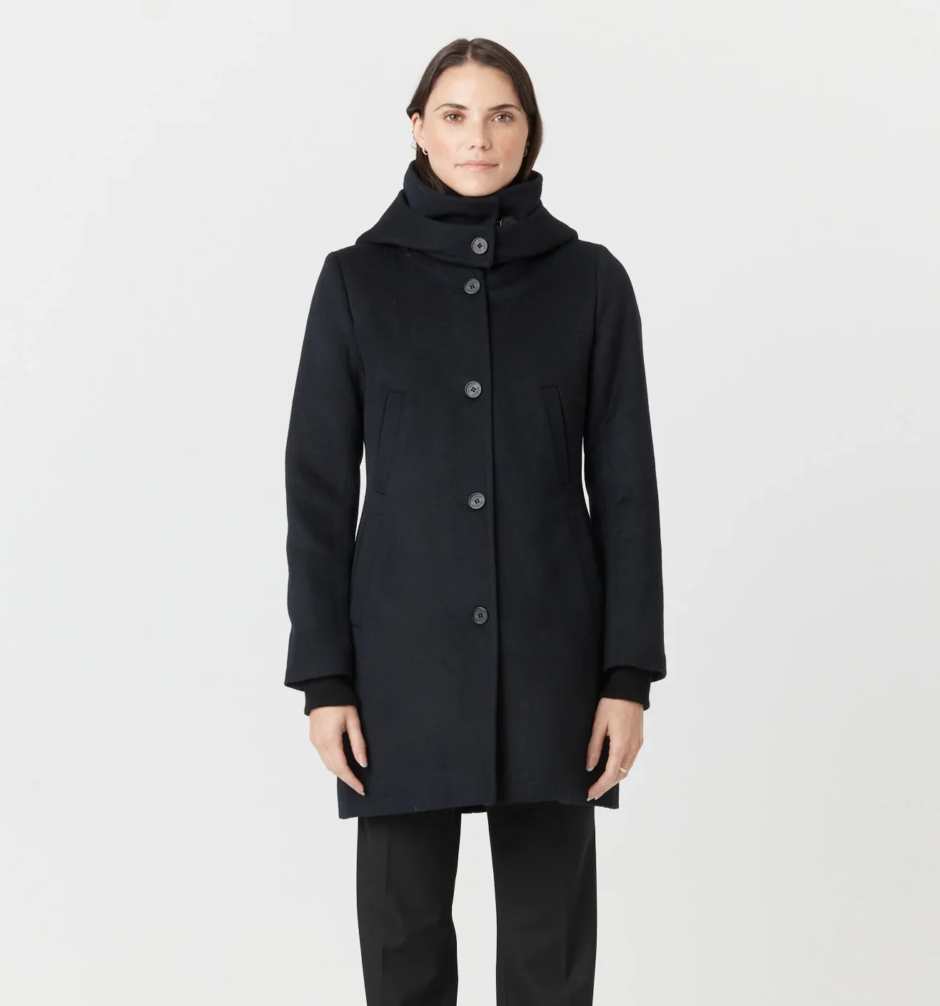 Desloups manteau d'hiver pour femme classique ajusté avec fermoir en 100% laine doublé